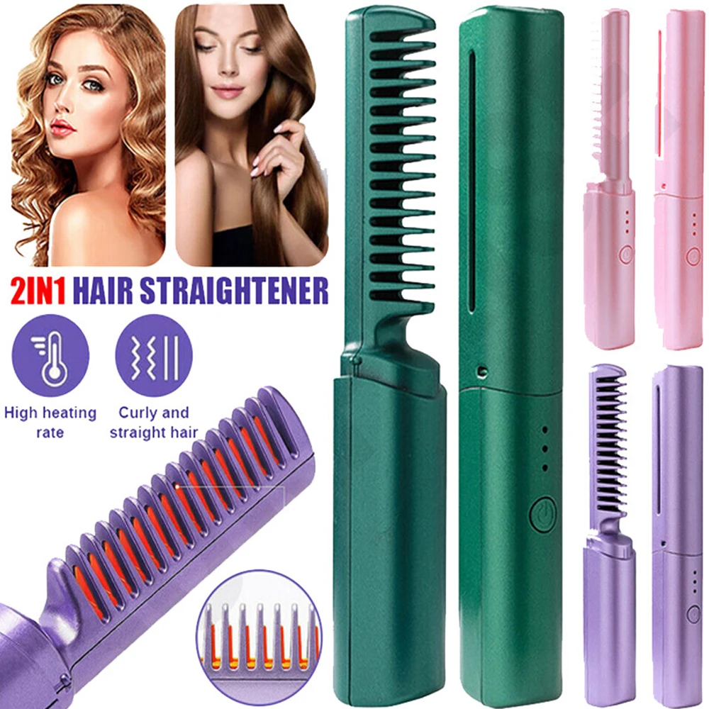 Escova Térmica Recarregável para Alisamento Rápido, Design Compacto e Leve, Presente de Beleza para Mulheres Modernas