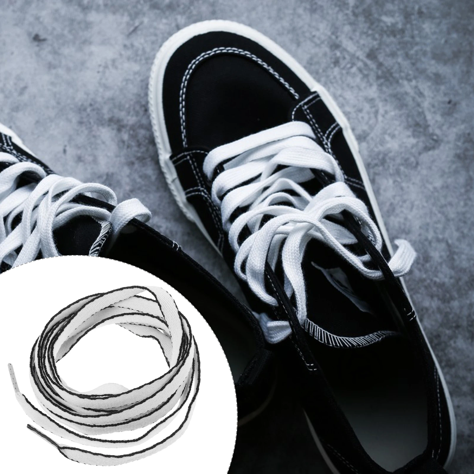 

Black White Edge Shoelaces for Sneakers Flat Laces Universal Design Various Shoes Fashionable Charm Supple Materials Easy Insert
