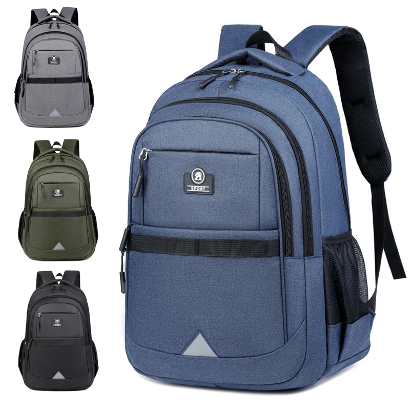 Large-capacity Student School Bag Casual Solid Color Backpack Material Oxford Men New Backpack Multi-functional Simple Bag