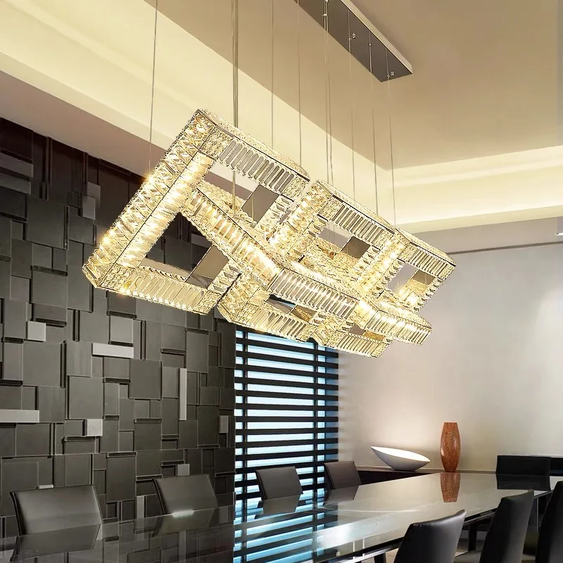 Modern LED High-end K9 Crystal Pendant Light Restaurant Lamps Villa Duplex Building Banquet Hall Hotel Bar Sales Department Lamp