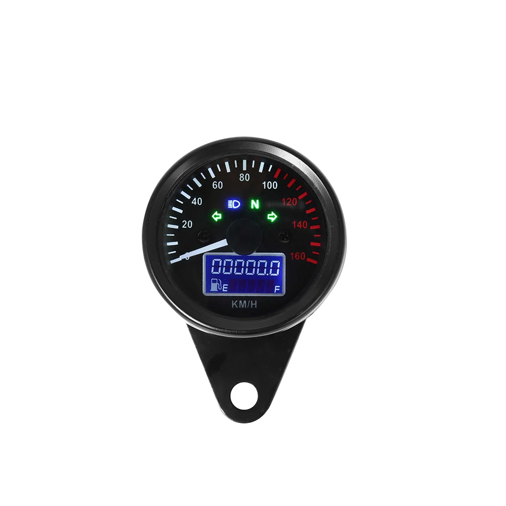 Universal 12V Motorcycle Odometer Speedometer Retro LED Digital fuel meter Gauge instrument For Cafe Racer