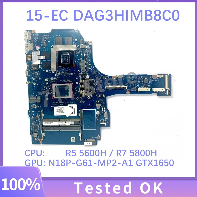 

DAG3HIMB8C0 For HP 15-EC M43252-601 M43253-601 With R5 5600H/R7 5800H CPU GTX1650 4GB Mainboard Laptop Motherboard 100% Working