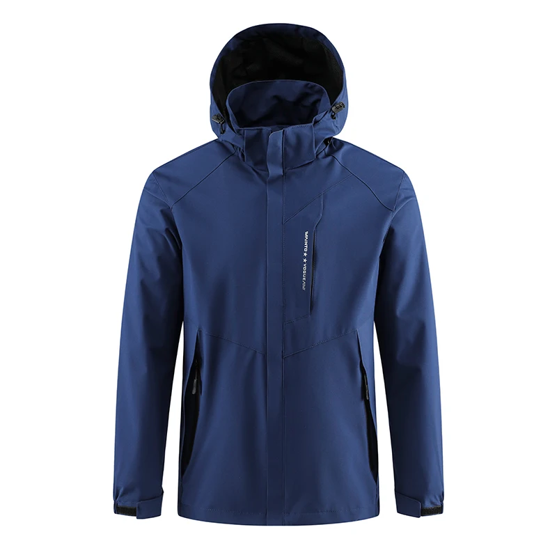 

2023 Men Fashion Spring Windproof Hooded Mountaineering Jackets Men Autumn Outdoor Waterproof Big Size Detachable Hat Jacket Men