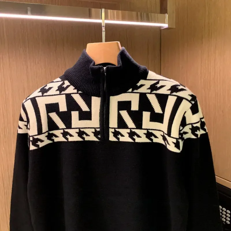 Herenkleding Met Kraag En Rits Gebreide Truien Voor Heren Jasje Grafische Pullovers Jas Rits Maletry Koreaanse Mode Grote Grote Maat