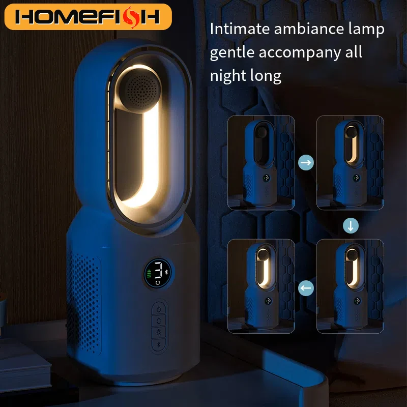 

HOMEFISH F8 Тихий настольный вентилятор Безлопастной охлаждающий вентилятор 3-скоростной USB перезаряжаемый вентилятор воздушного охлаждения Вентилятор 4000 мАч для спальни и офиса