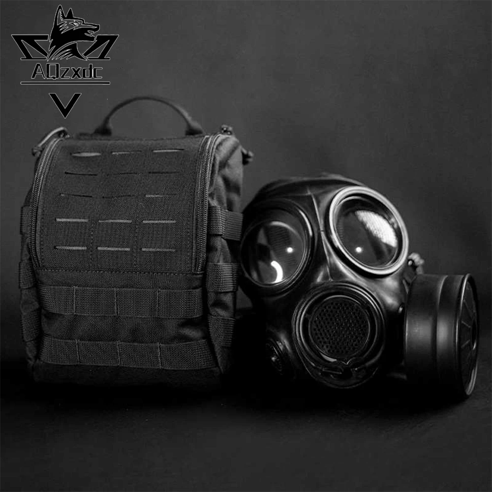 Tactical Gas Mask Bag Multi-Purpose Airsoft Accessory Packet MOLLE Modular System Black Sundries Pouch for CS Hunting Shooting
