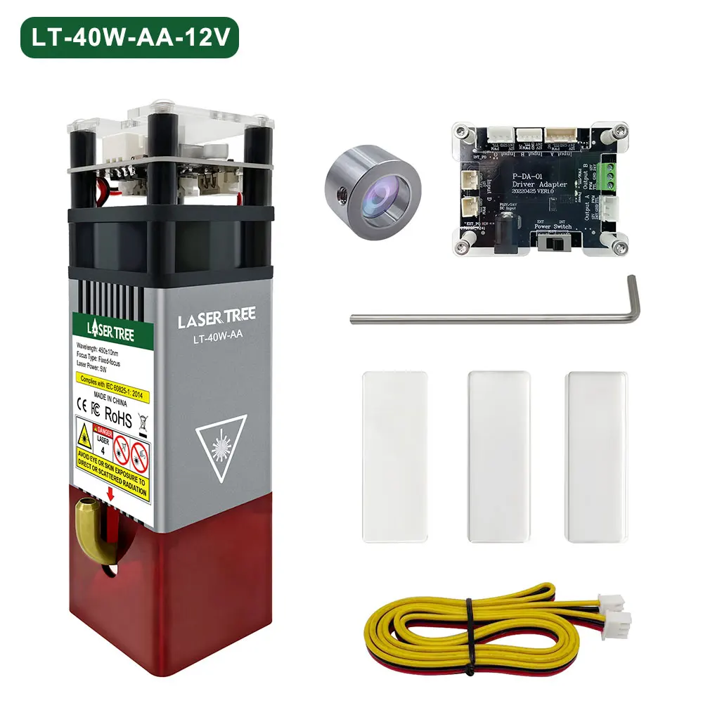 LASER TREE 10W Optical Power Laser Module with Air Assist Metal Nozzle TTL Laser Head for CNC Engraving Cutting Machine DIY Tool