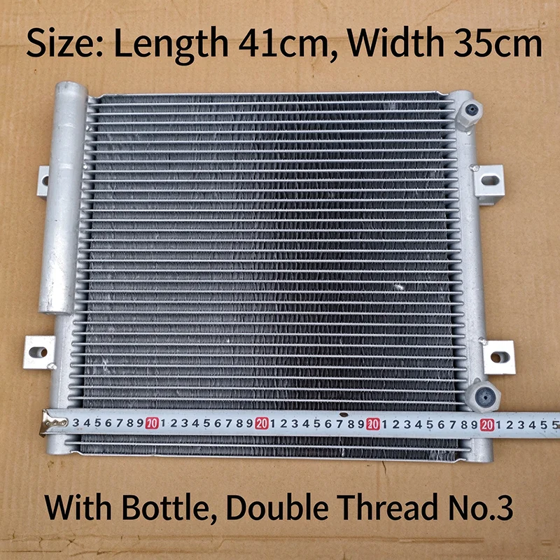 Roof Mount Parking Air Conditioner Condenser Radiator 41cm×35cm With Receiver Dryer Double Thread