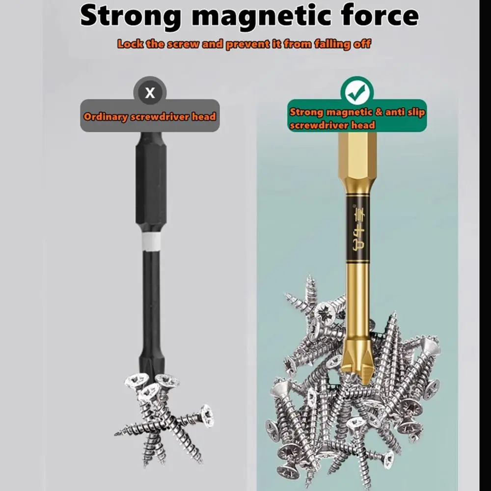 مع ممغنط المغناطيسي دفعة رئيس عدم الانزلاق تأثير مقاومة الصليب رئيس بت صلابة عالية الصدأ واقية مفك كهربائي بت