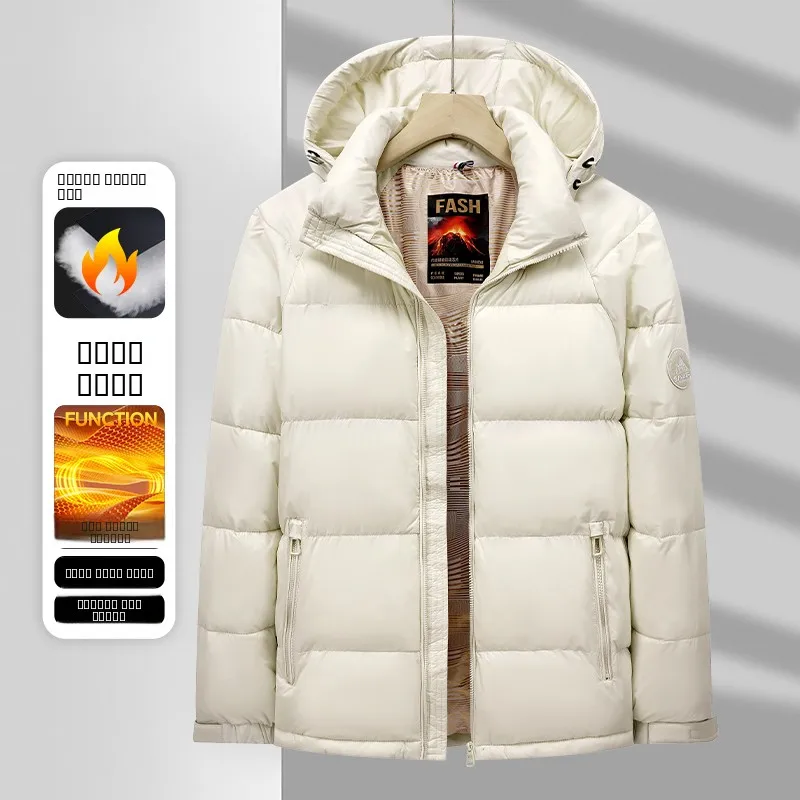 Jaet de algodón 3D Faionable para hombres con capucha desmontable cálido negocios caballero Sle Stand Fit ropa de abrigo de invierno