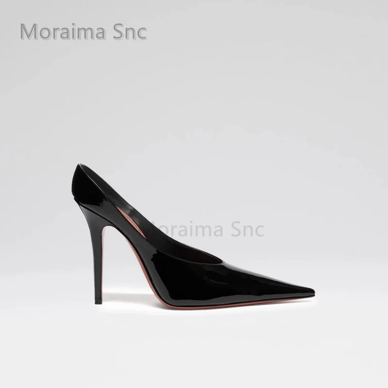 Women Dark Brown Patent Pointed Toe Mules Stiletto High Heel Slip On Backless Sandals Elegant Evening Party Dress Slippers