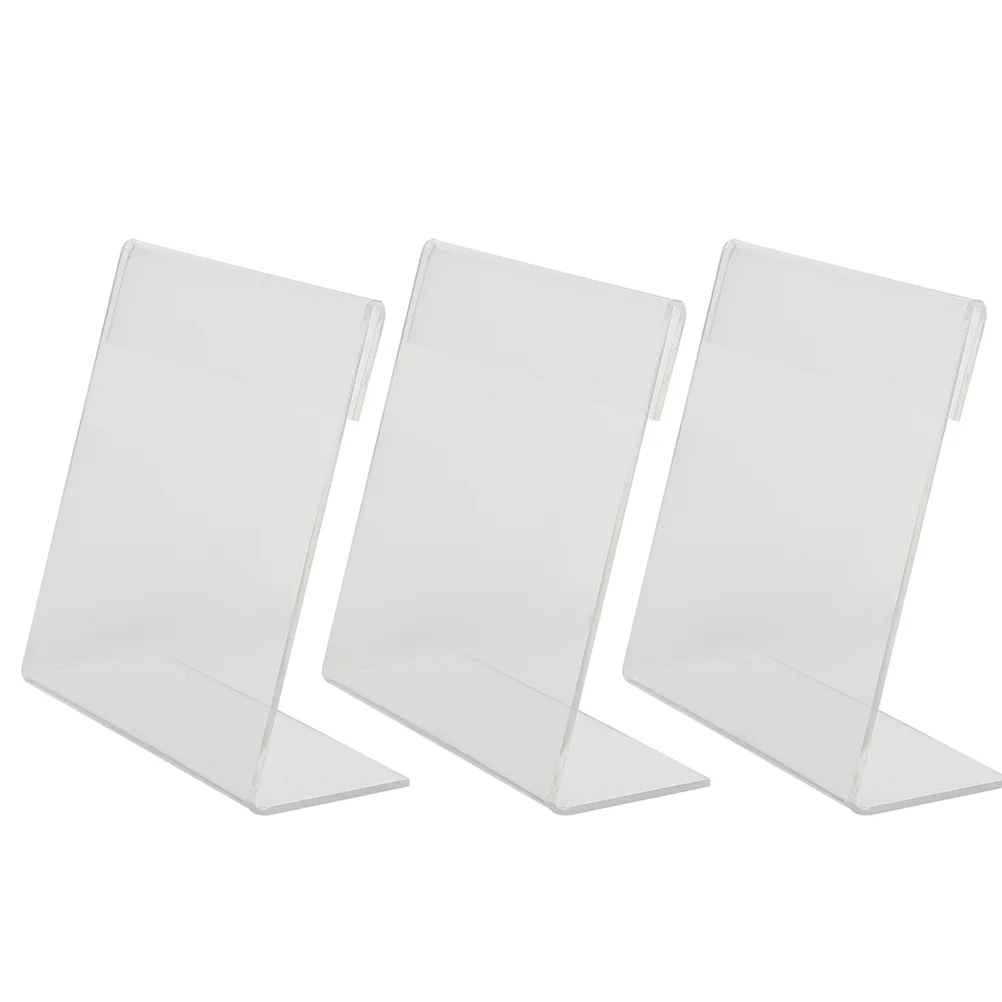 

3 Pcs Price OEM Acrylic Ticket Display Stands Label Holders Name Clip Deck Photo Frame Material Food Sign Horizontal Tag