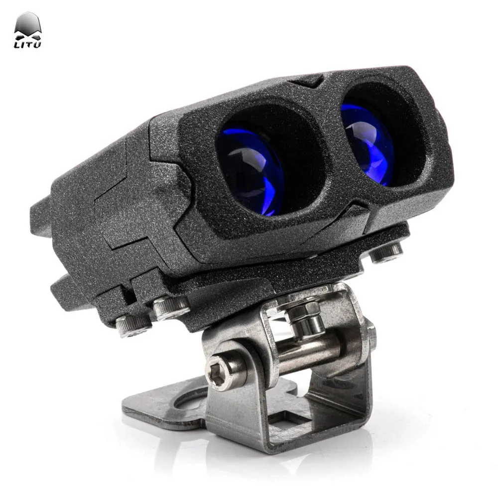 50W Motorcycle Light LED Big Steel Spotlight U10 Dual Light Lens Light Modified Motorcycle Yellow White Bullet Two Tone