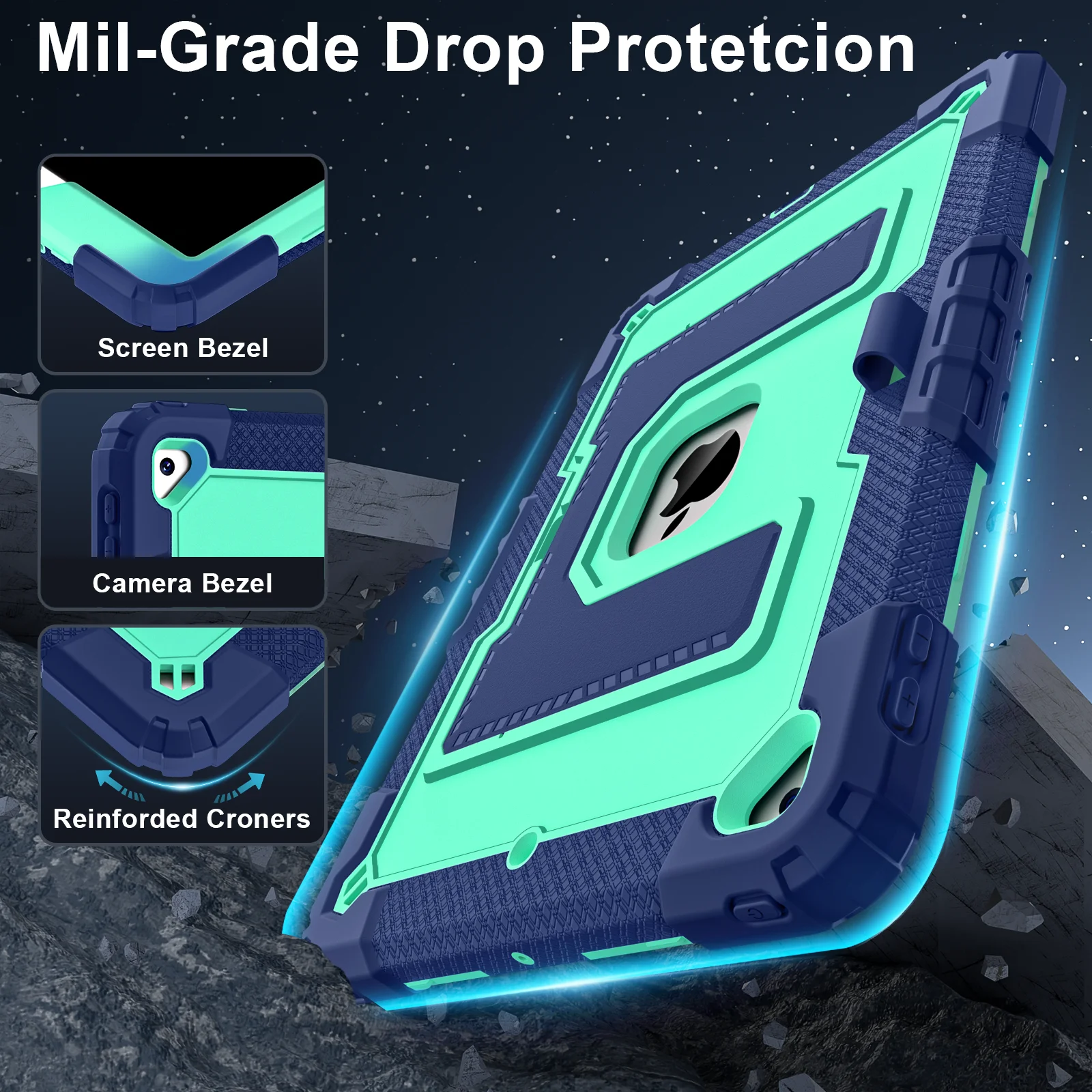 حافظة متينة للأطفال والطلاب لجهاز iPad Mini 7 6 A1611th 2025 10th 10.9 2022 10.2 7th 8th 9th Air 4 5 6 M2 M3 غطاء مضاد للانزلاق