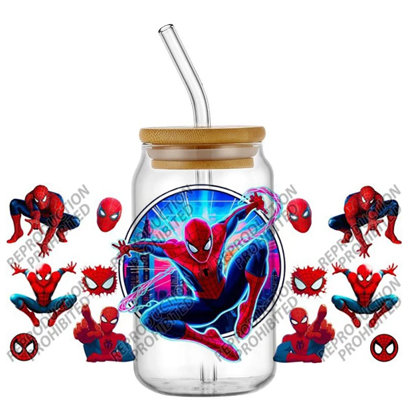 popular super Hero UV DTF Cup Wraps Waterproof No Heat Transfer Stickers Easy Apply For 16oz Glass Can Tumbler DIY Cup Decal