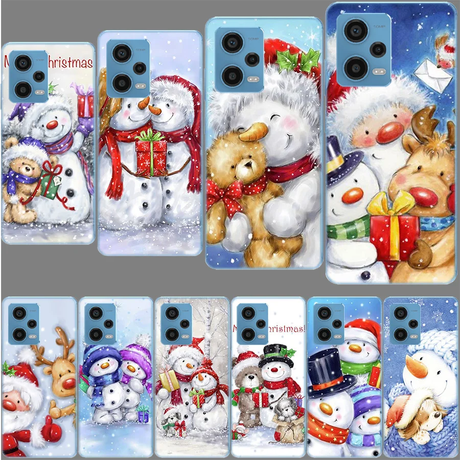 Merry Christmas Snowman Funda For Redmi Note 13 Pro 5G Plus 12 12C 10 10X 10C 10A 9 9T 9C 9A 8 8A 7 7A K70 K60 Pro 6 6A Xiaomi A