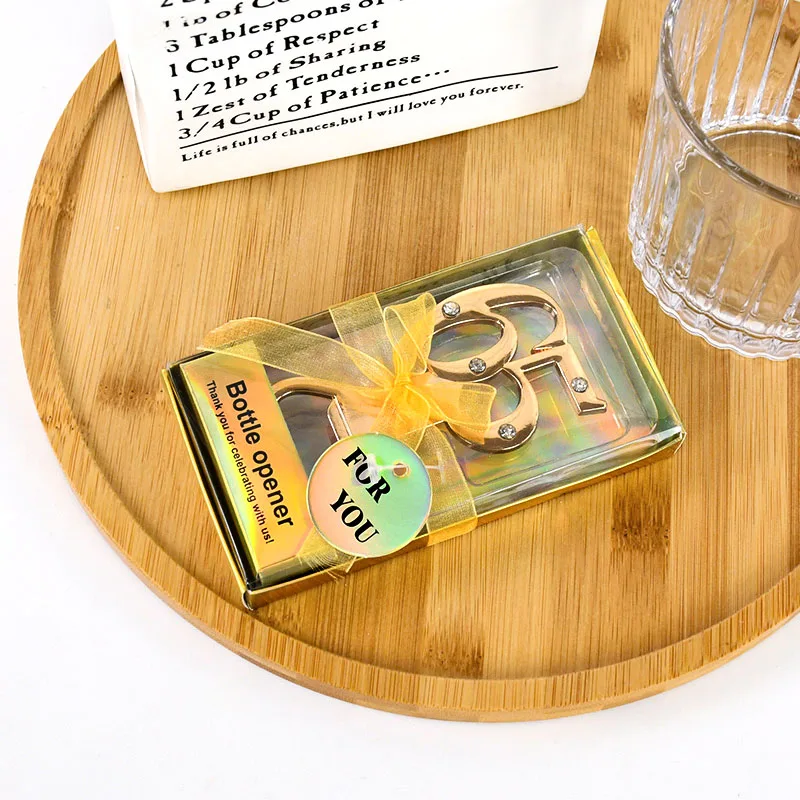 1pc Golden Digital 18 30 40 60 65 80 Design Bottle Opener Wedding Birthday Activity Party Souvenirs Beer Opener Gifts For Guests