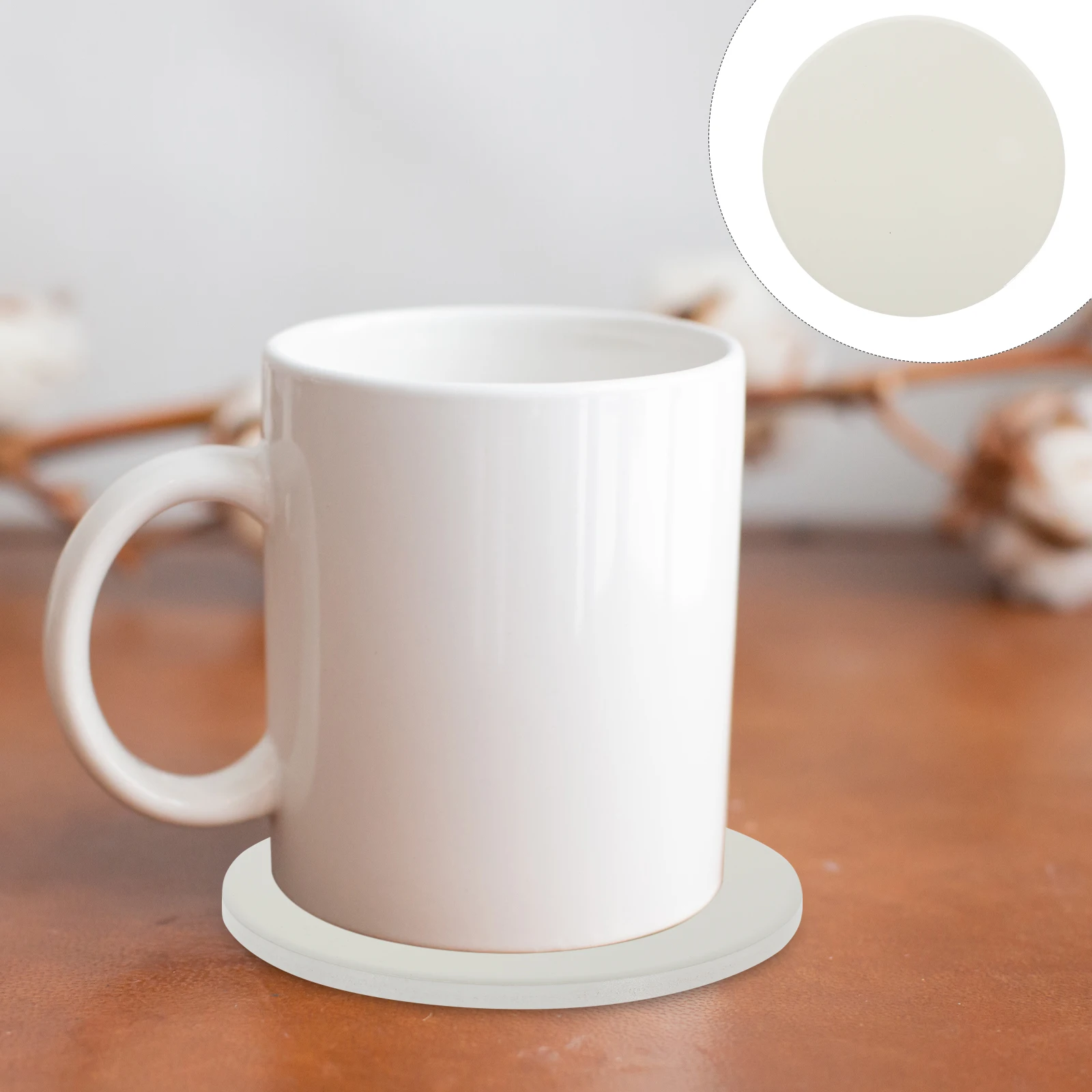 

3Pcs Ceramic Coasters Blank Heat Transfer DIY Scald Proof Smooth Surface Fine Details Home Use Sublimation Coasters