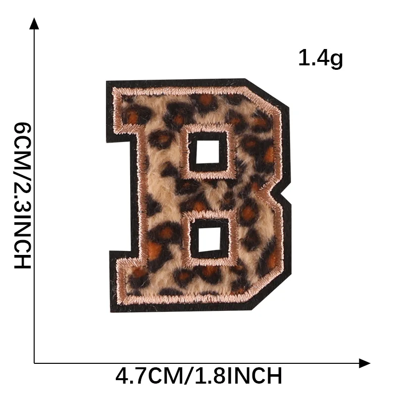 26 English Letters Leopard Print Fabric Badge DIY Embroidery Patch for Clothes Decoration Iron on Patches for Clothing