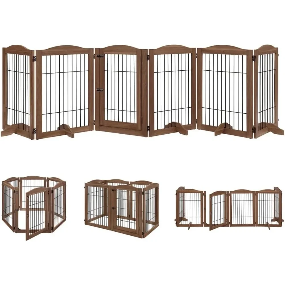 

132 "Extra wide pet fence, family pet barrier with walking door, baby gate 132"W x 31.5"H