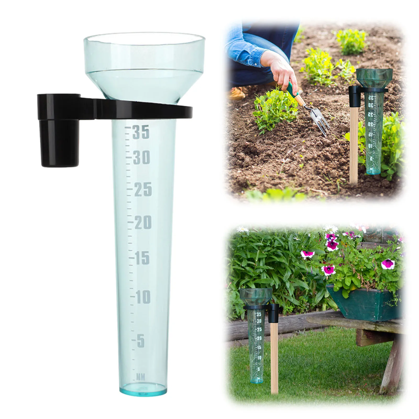 

Rain Gauge, 35mm Capacity Measure and Monitor Precipitation with Holder, Easy to Read for Backyard, Patio, Garden, and Lawn