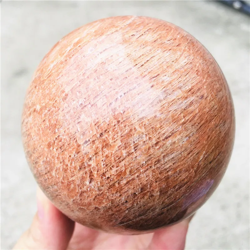 natural peach moonstone sphere quartz crystal stone ball healing reiki decoration gift