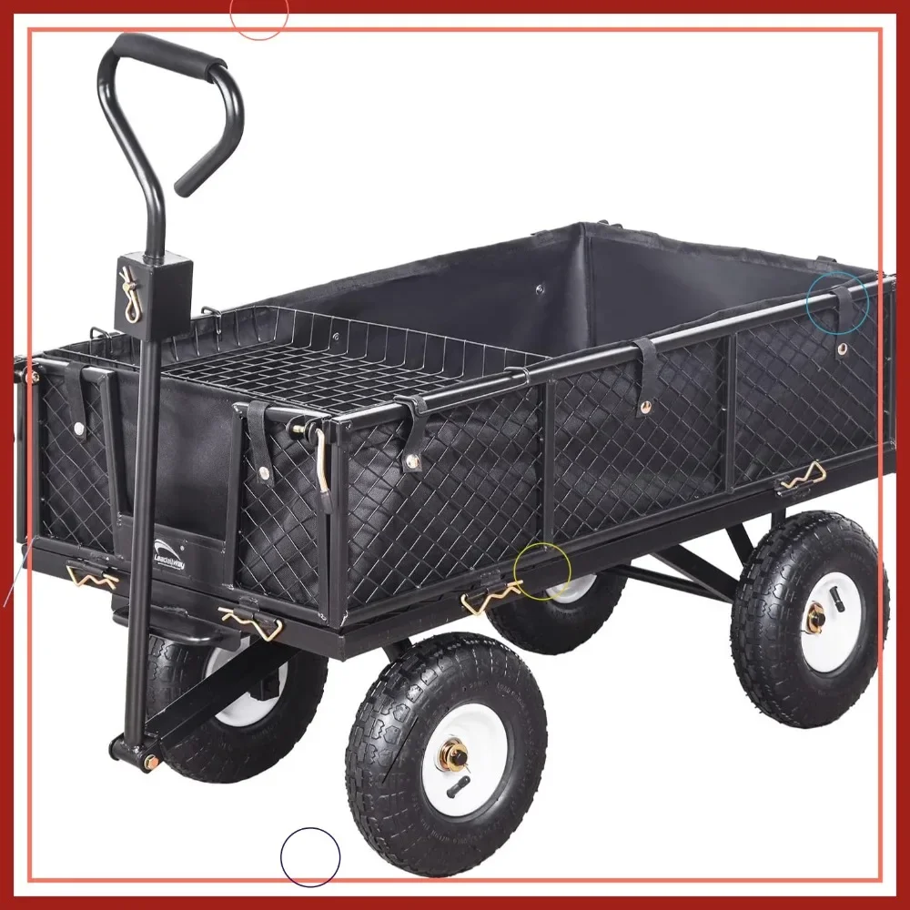 

Садовая тележка из прочной стали со съемными бортиками, грузоподъемность 300 кг, большой размер, надувные колеса для использования на газонах и фермах