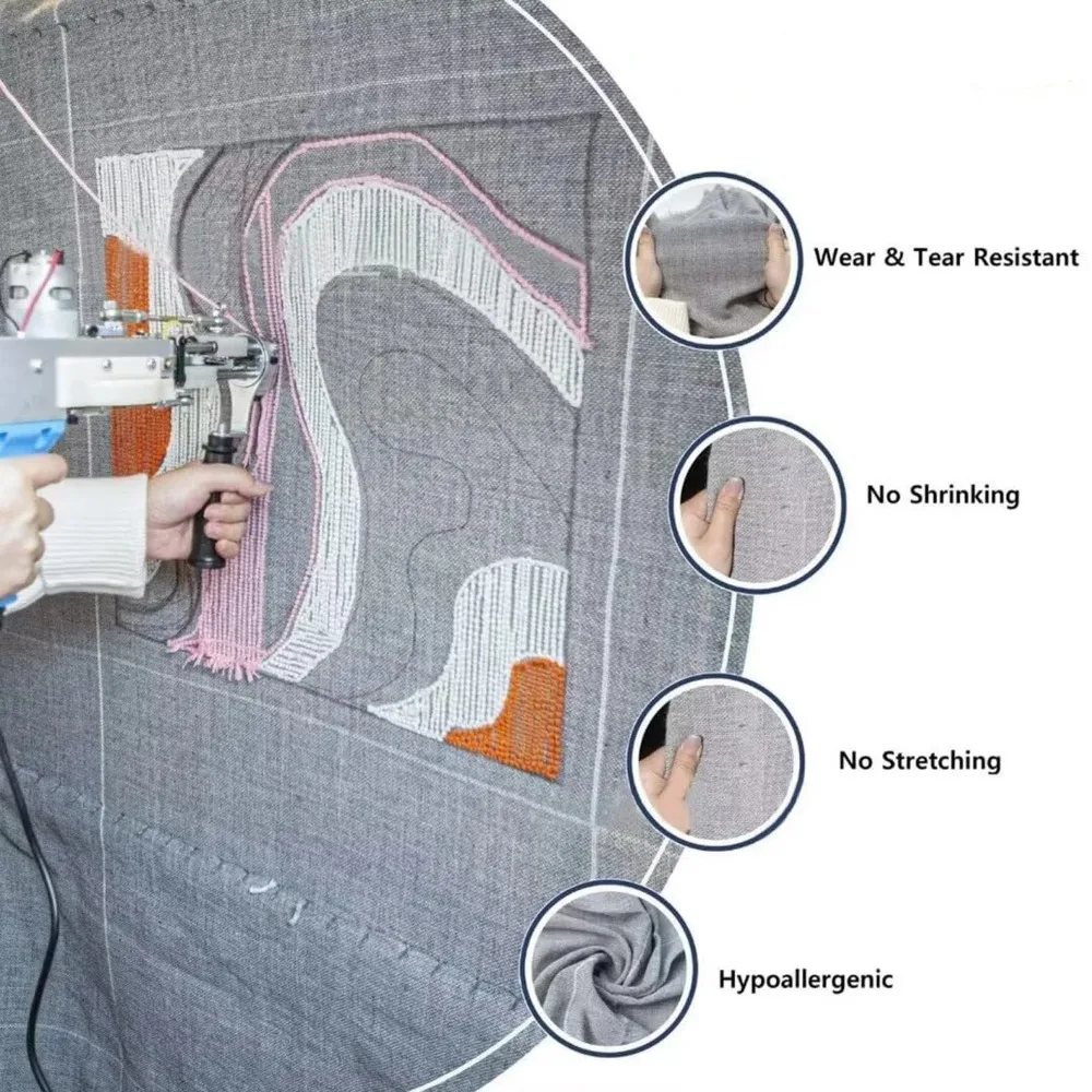 1x1 متر رمادي تلمم القماش فو الكتان النسيج الخام الصلبة الكتان النسيج DIY بها بنفسك السجاد ملحق الخياطة لكمة ل تلمم بندقية #3