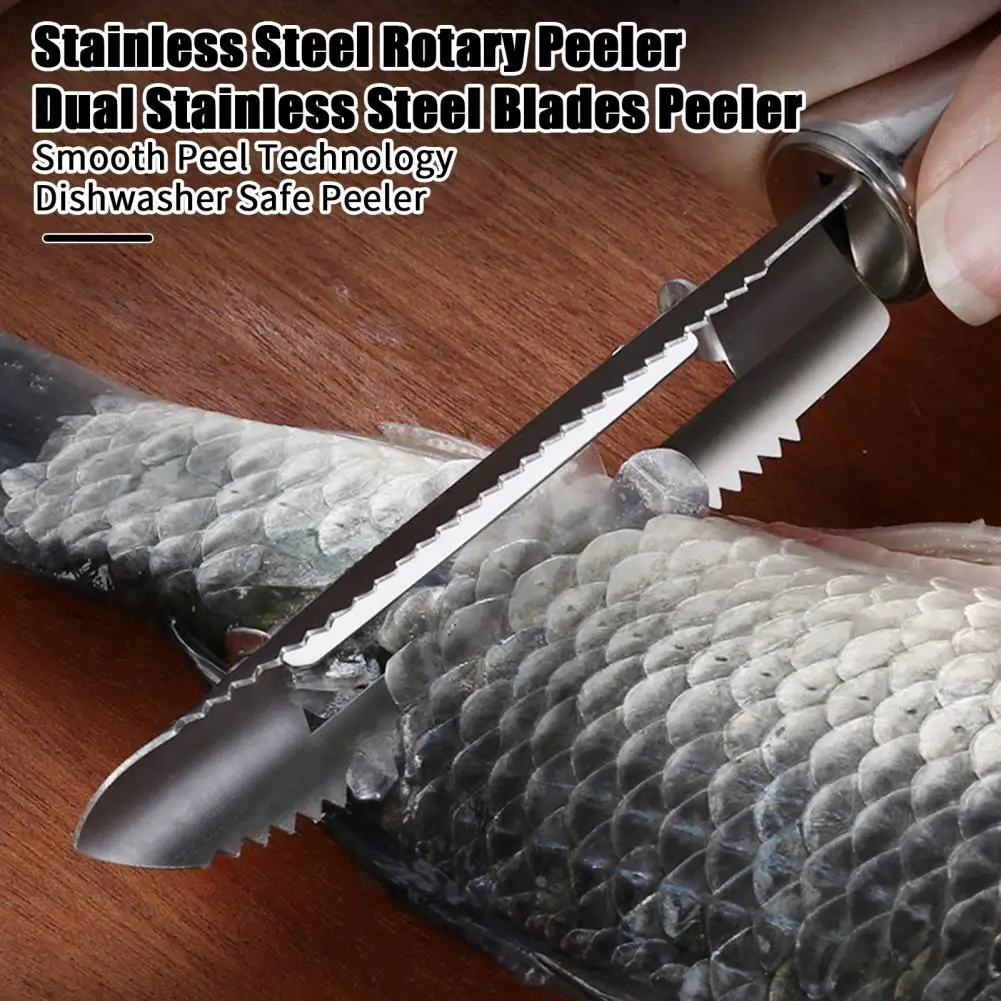 Stainless Steel Rotary Peeler Vegetable Fruit Peeler Dual Blades Peeling Tool for Potato Carrot Fish Scaling Kitchen Accessories