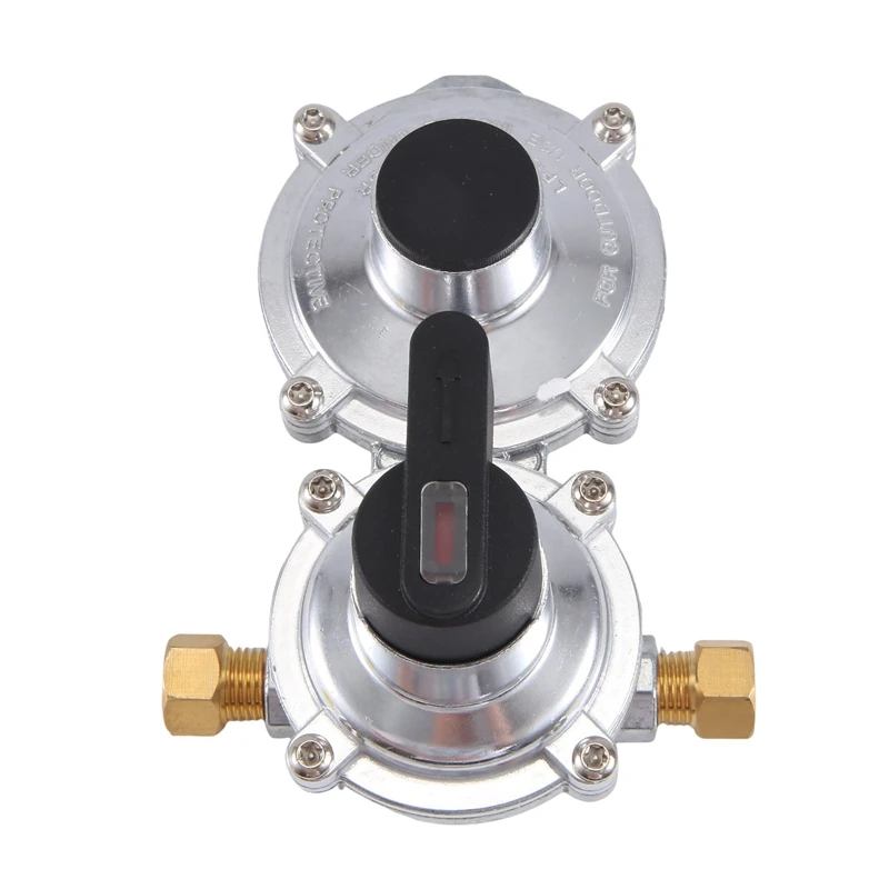 1Set RV Propane Regulator With Hose Heavy Duty 2-Tank 2-Stage Auto Changeover LP Propane Gas Regulator With Gauge