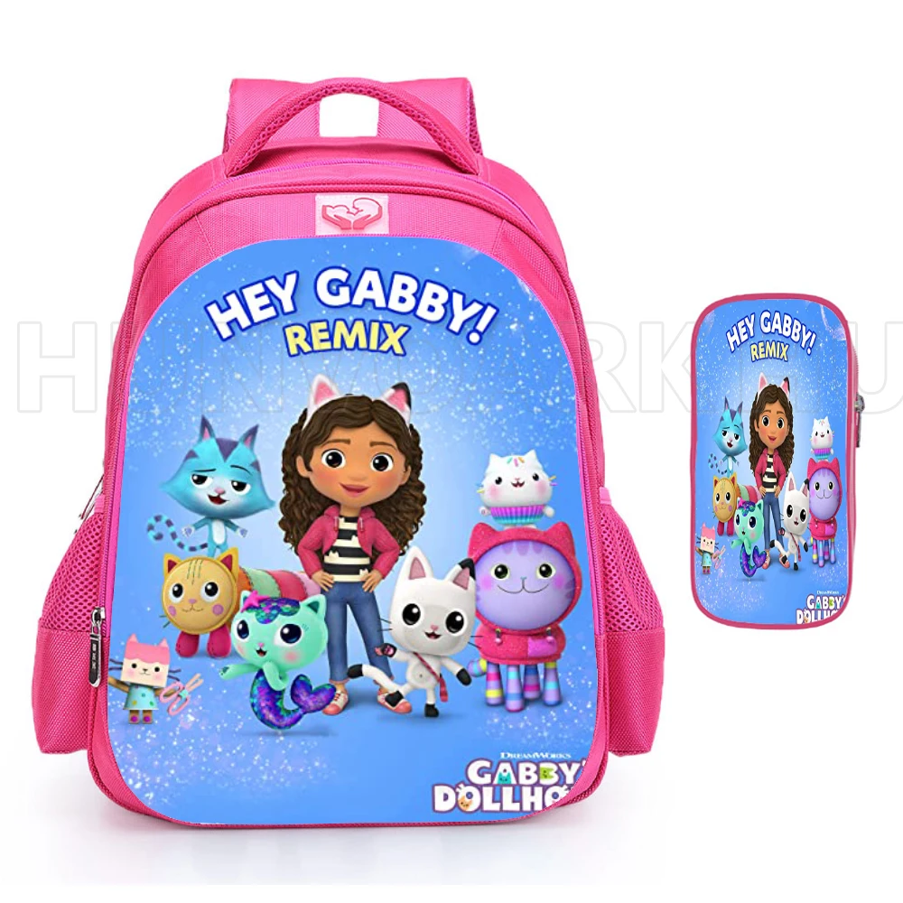 Gabby\'s Doll house Girls School Bags Children Schoolbag Orthopedic Primary Cartoon Pink Backpack Princess Bagpack Kids Mochilas