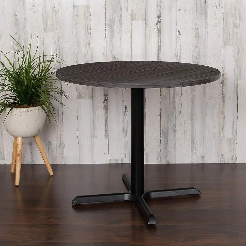 36 Multi-pose Round Conference Table in Rustic Gray for Meetings and Office