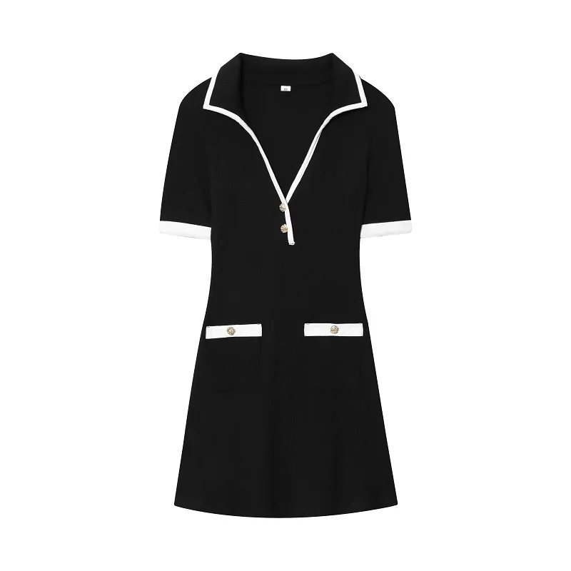 MUJER noir tricoté robes courtes pour femmes moulante Mini robe femme bouton décontracté femmes robes à manches courtes robes formelles