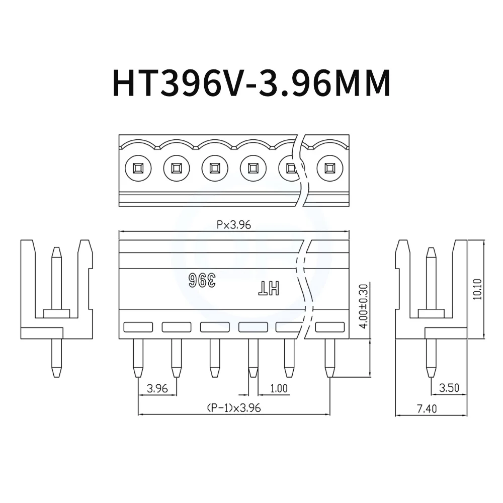(10PCS) KF HT 3.96MM Green Orange HT396V HT396R 3.96 Plug-in PCB Terminal Block with Straight Pin Right Angle Plug 2-12Pin