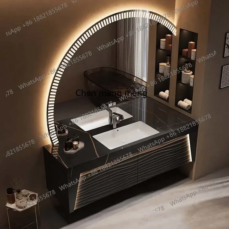 New hotel wind rock slab seamless basin bathroom basin cabinet combination bathroom wash table integrated