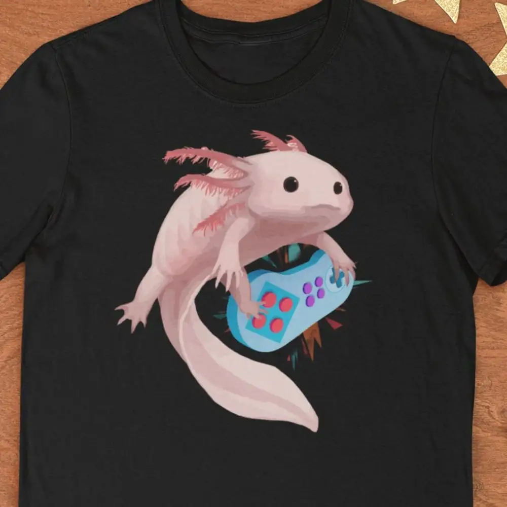 Axolotl Gamer T Shirt Funny Mexican Salamander Gamesolotl Gaming Cute