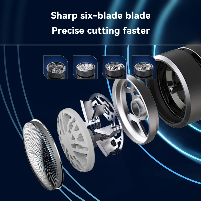 Dynacare Smart Electric Portable Fast Charge rasoio impermeabile Turbo Six Leaf cura degli uomini