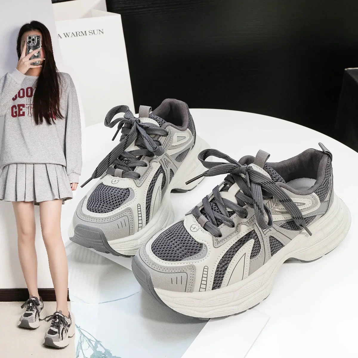 Спортивная обувь, дышащая сетка, кроссовки для мальчиков и девочек, крючки и петли, новая мода, плотная и мягкая мода.