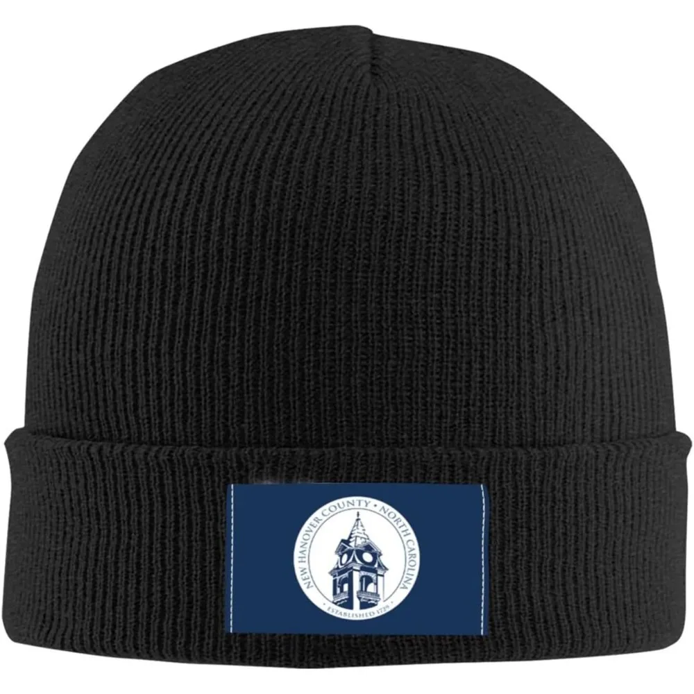 New Hanover County Flag Beanie Hat for Men Women Warm Cozy Knit Skull Cap Acrylic Winter Hats