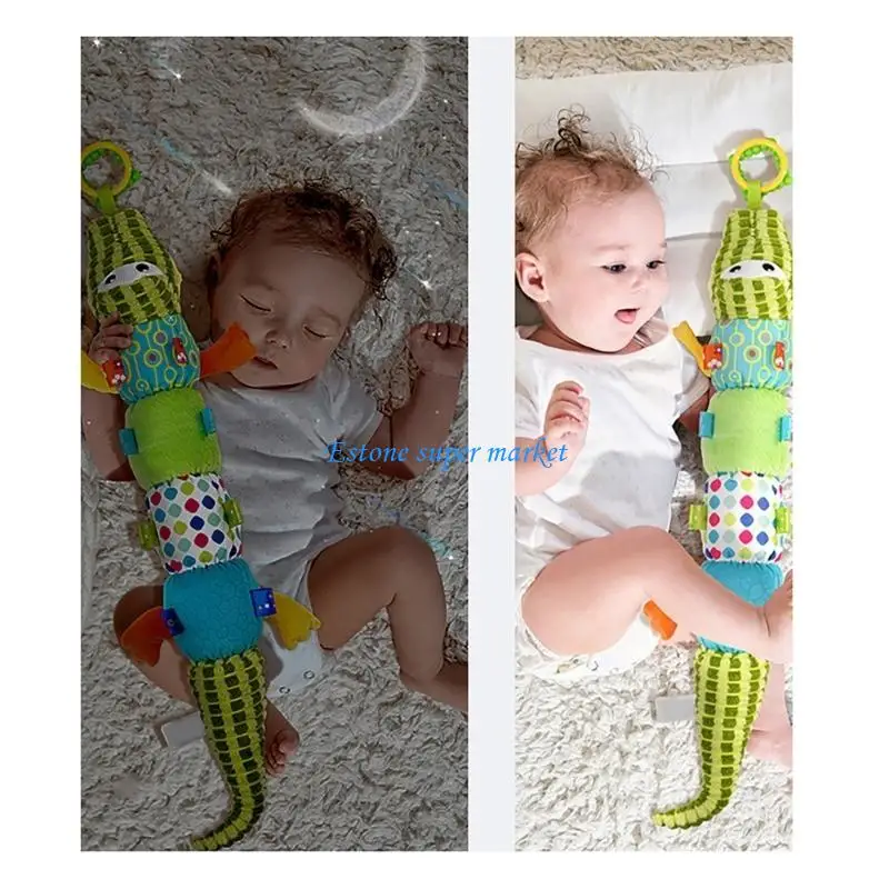 090B Alligatori ripieni Giocattolo per bambini Giocattoli addestramento sensoriale per bambini 0-3 anni Peluche con disegni