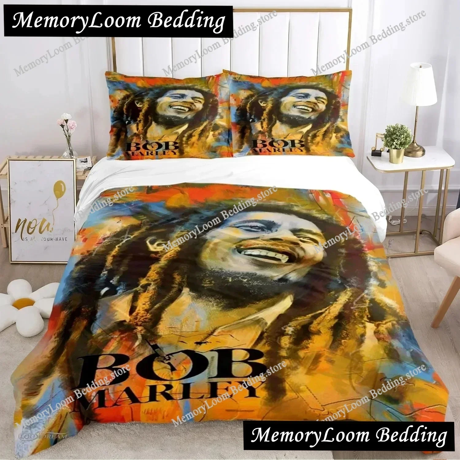 

3D Bob marley Music Duvet Cover Comforter Fear Bedding sets Soft Quilt Cover and Pillowcases for Teens Boy Single Double Queen