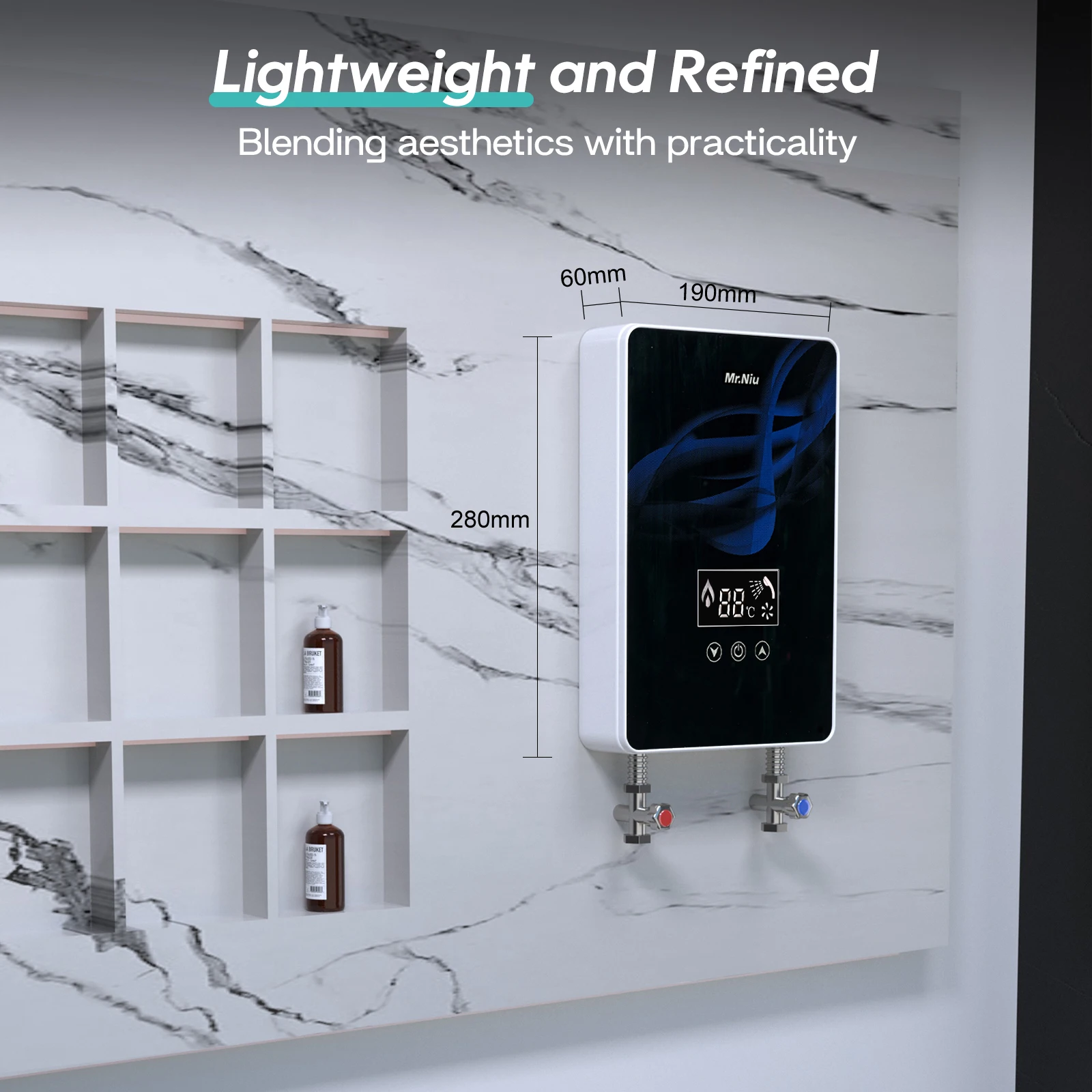 سخان مياه كهربي فوري دش الحمام عند الطلب الماء الساخن 220-240 فولت 6001 واط LED شاشة ديجيتال درجة الحرارة أوتوماتيكية