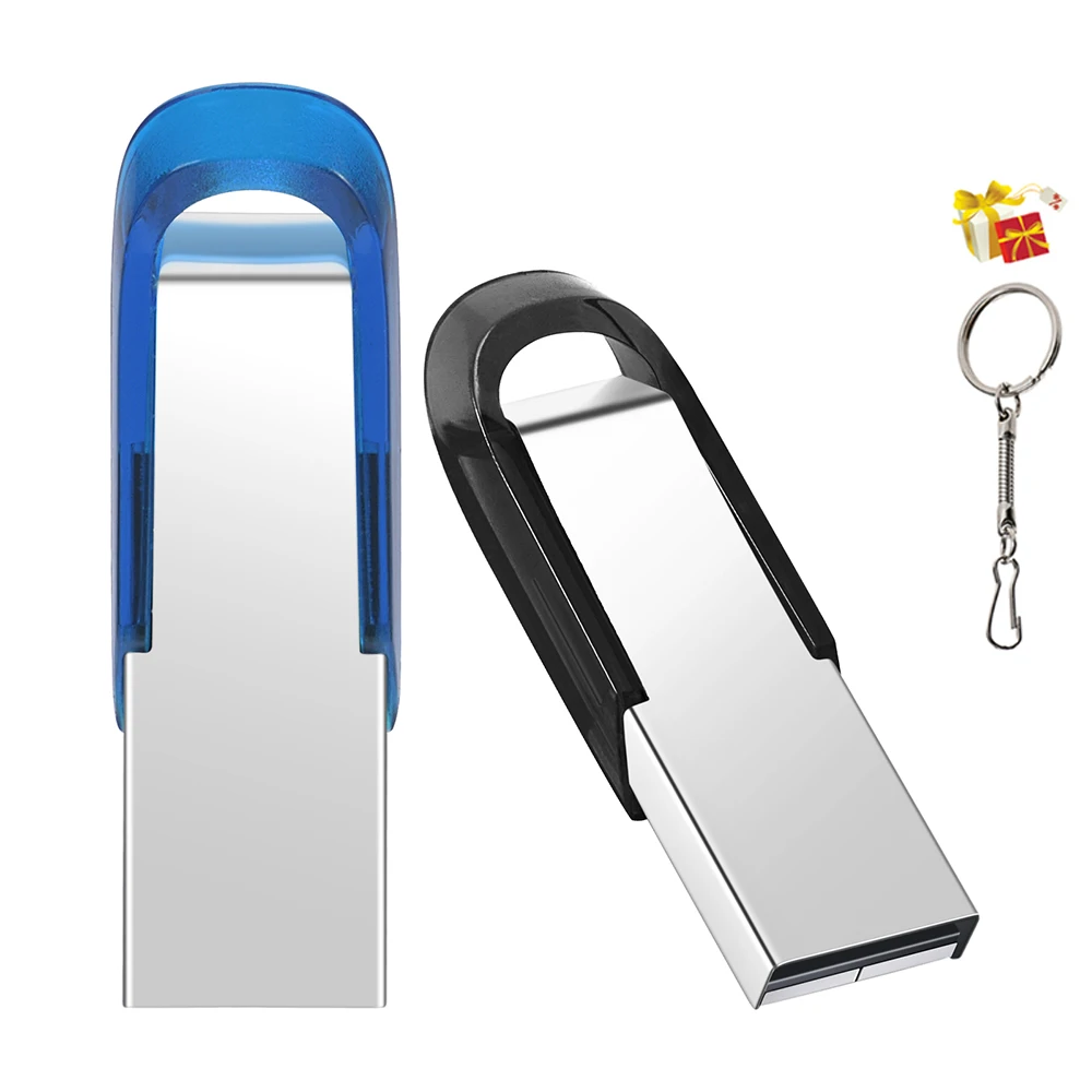 

Silver Metal USB Flash Drive 128GB Memory Stick 64GB High Speed Pen Drive 32GB Free Key Chain U Disk 16GB 8GB 4GB Blue Black