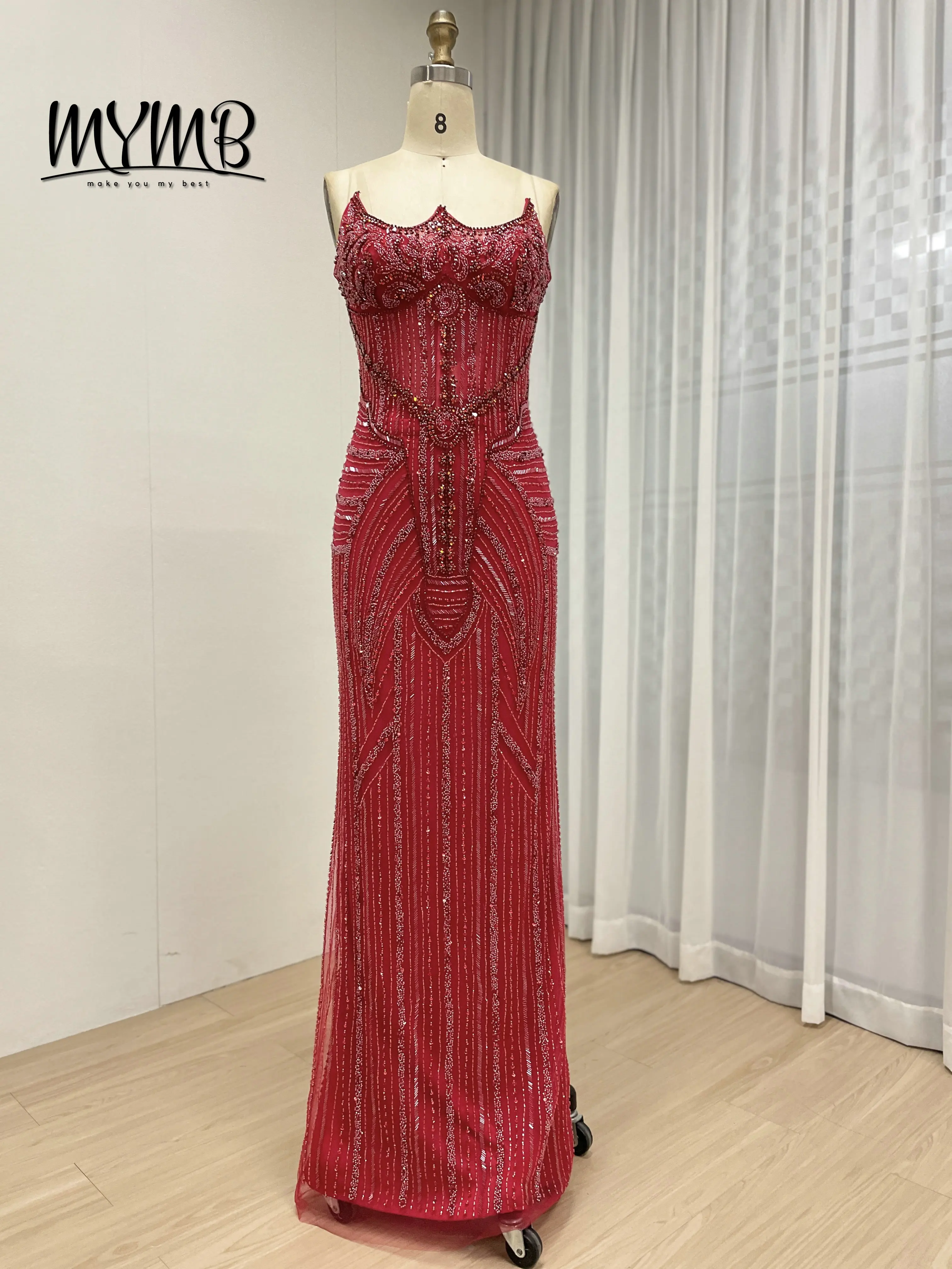 MYMB Luxury Dresses With Intricate Beading Removable Sheer Sleeves and Overskirt High End Celebrity Style Gala Gowns MB40384-2