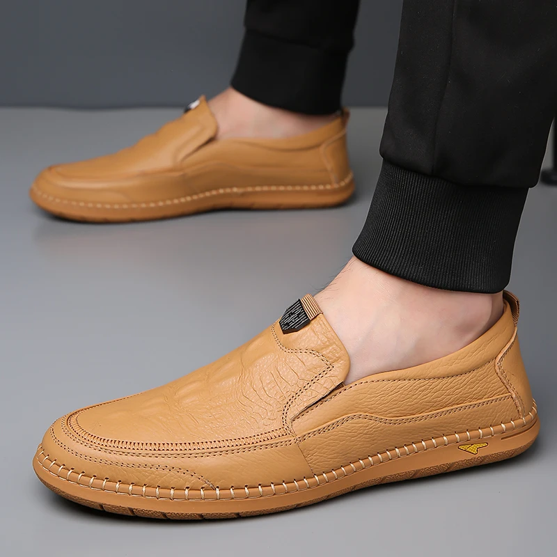 

Crocodile Style Shoes Men Casual Luxury Handmade Leather Loafers Men Italian Fashion Driving Dress Shoes Retro Moccasins Comfy