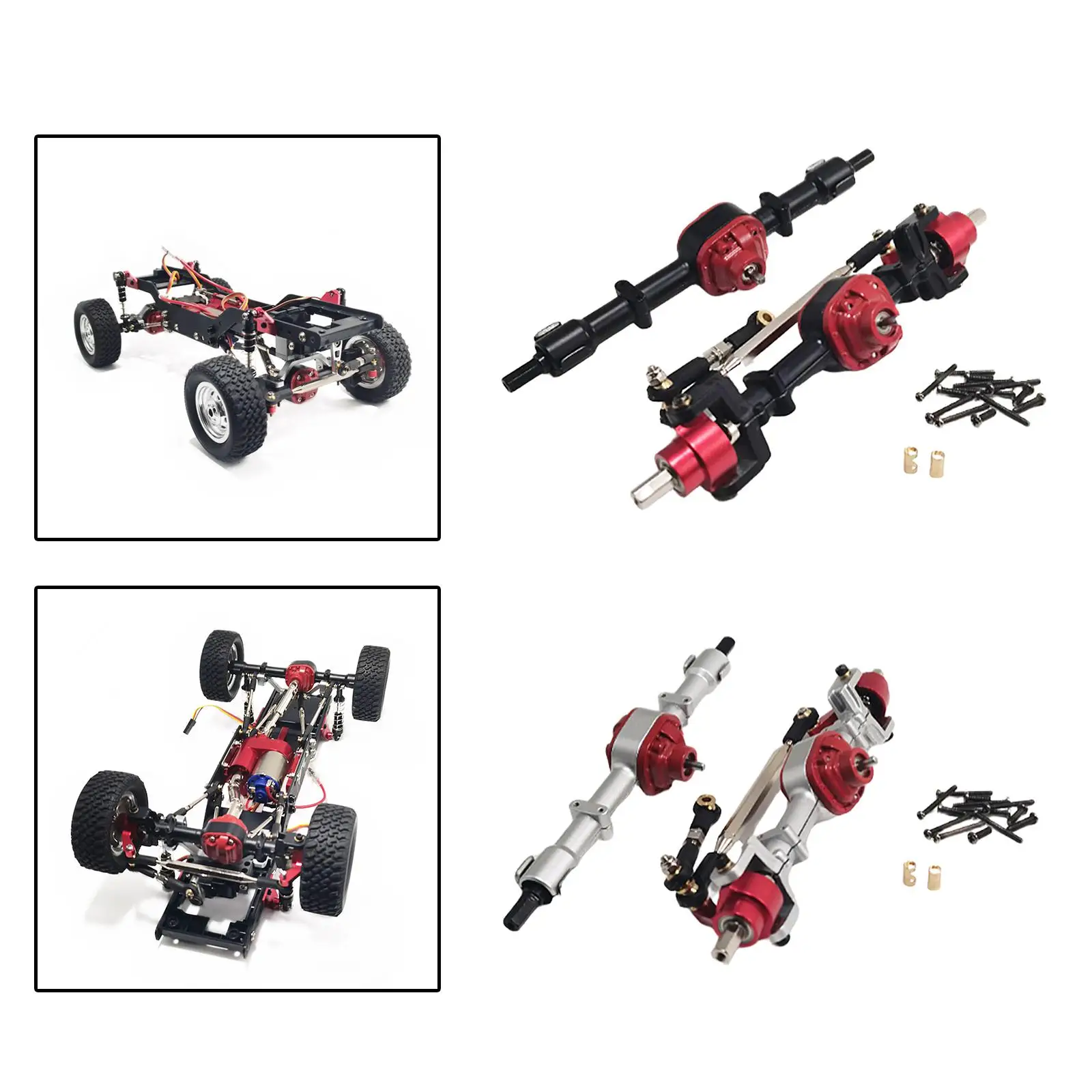 

1/12 Scale RC Car Axle Set Metal Front Rear Replacement Professional Parts for MN78 MN82 Model Vehicle Accessories