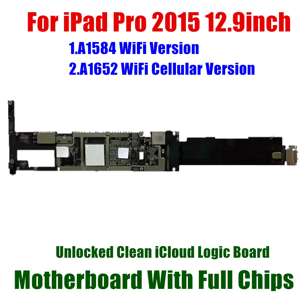 A1584 WIFI Version A1652 WLAN Cellular for iPad Pro 12.9inch Motherboard Logic Boards With Full Sysytems NO iCloud