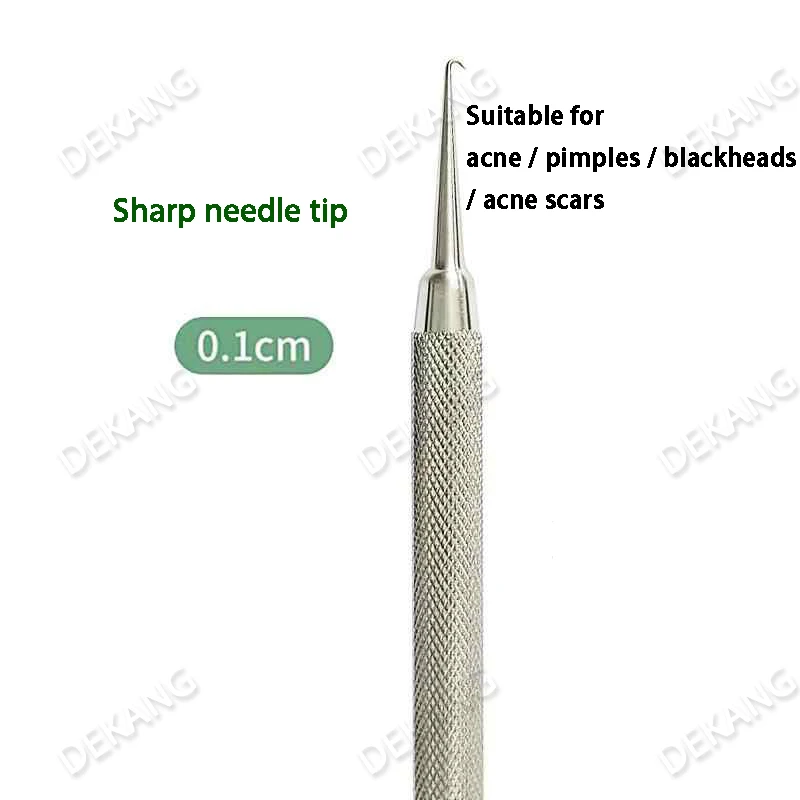 إبرة حب الشباب ذات الخطاف المنحني، إبرة كيرين هوك للرؤوس السوداء، قطف حب الشباب، المسام المغلقة، حبيبات الدهون، إبرة متخصصة