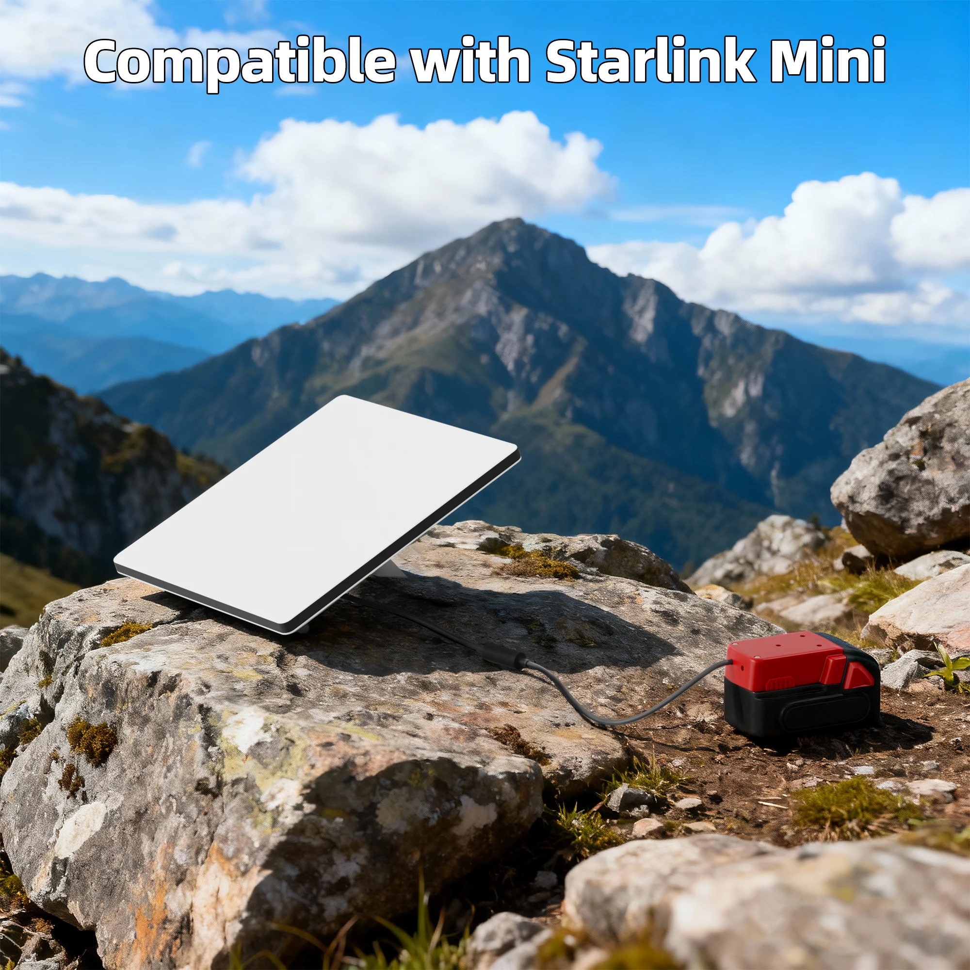 Starlink Mini 18V Battery Adapter Portable Pack for Car Camp Travel Ship - Rechargeable Battery Pack for Starlink Mini