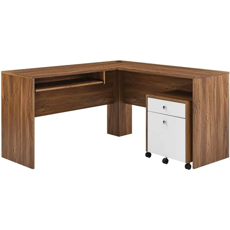 [¡Nueva llegada, ¡Compre ahora! ]Mid-Century Modern Office nogal blanco, juego de escritorio y archivador
